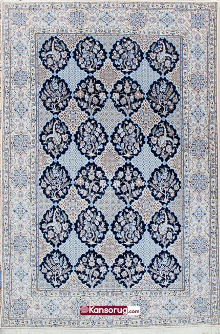 Nain Bouquet Design Rug 4 Meters Dark Blue 6La