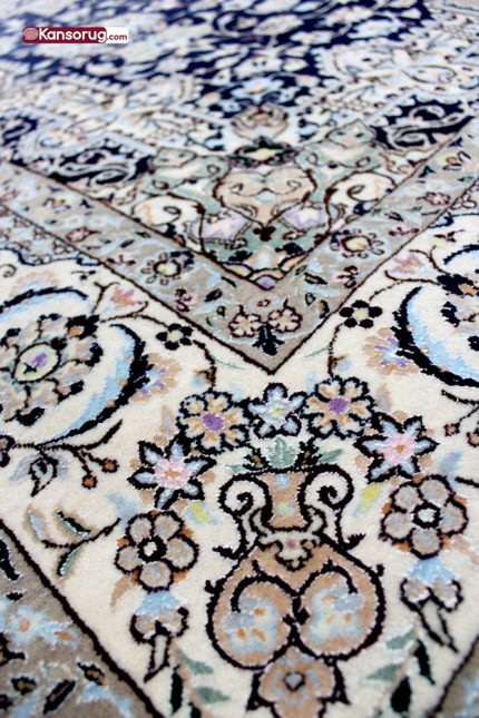 Persian Naein Carpet 4 Meters Dark Blue 6la