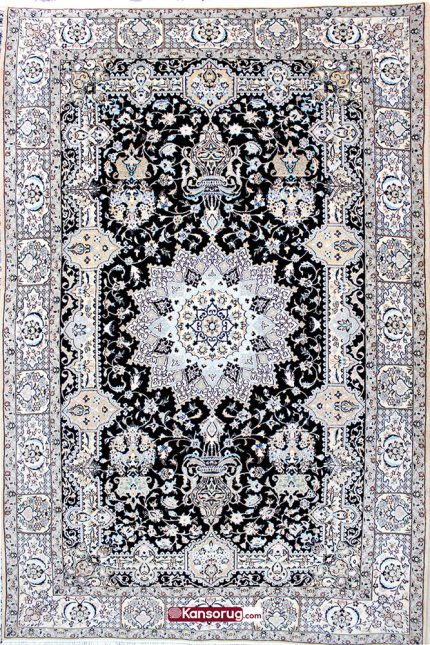 Persian Naein Carpet 4 Meters Dark Blue 6la