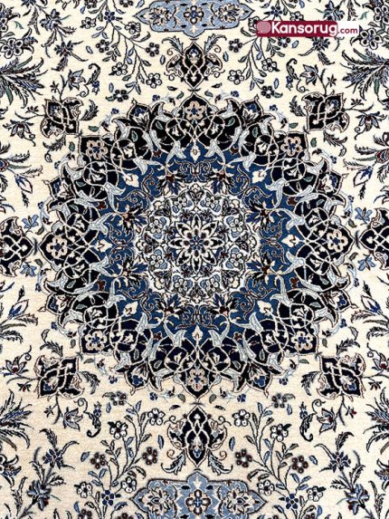 Nain Carpet 6 Meters White Bouquet Design 6La