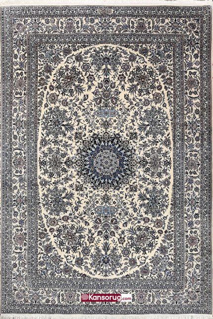 Nain Carpet 6 Meters White Bouquet Design 6La