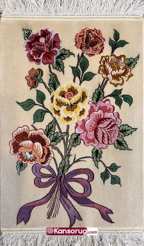 Persian Nain Tableau Rug Flower Design 6La