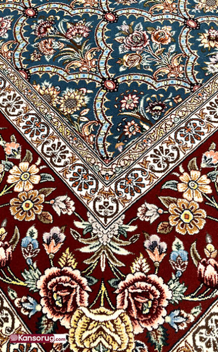 Isfahan Persian Carpet 4 sq meters Floral Bouquet Pattern