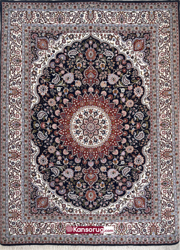 Persian Ardakan Handwoven Carpet 180x255 cm Dark Blue