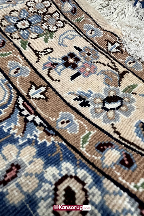 Handmade-Blue-Persian-Nain-Runner-Rug-3-Meter-2 Handmade Blue Persian Nain Runner Rug 3 Meter