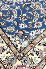 Handmade Blue Persian Nain Runner Rug 3 Meter